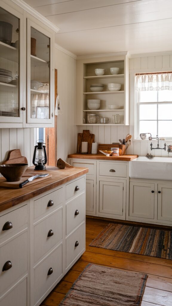 Earthy kitchen Classic Farmhouse Charm with White & Wood