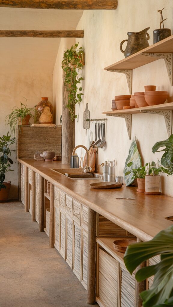 earthy kitchen Mediterranean Boho Kitchen with Natural Materials