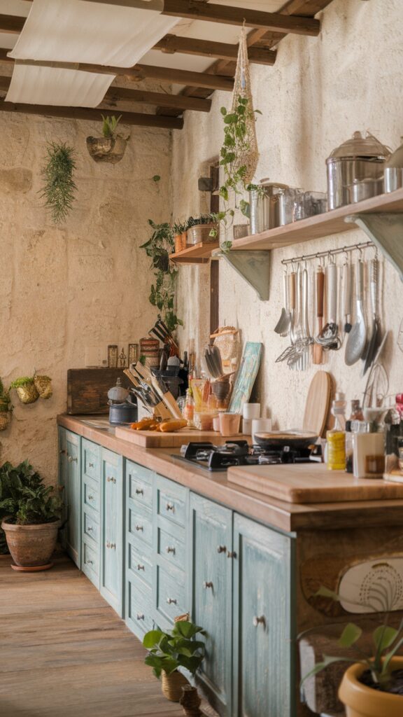 earthy kitchen with a Vintage-Inspired Cream & Wood design