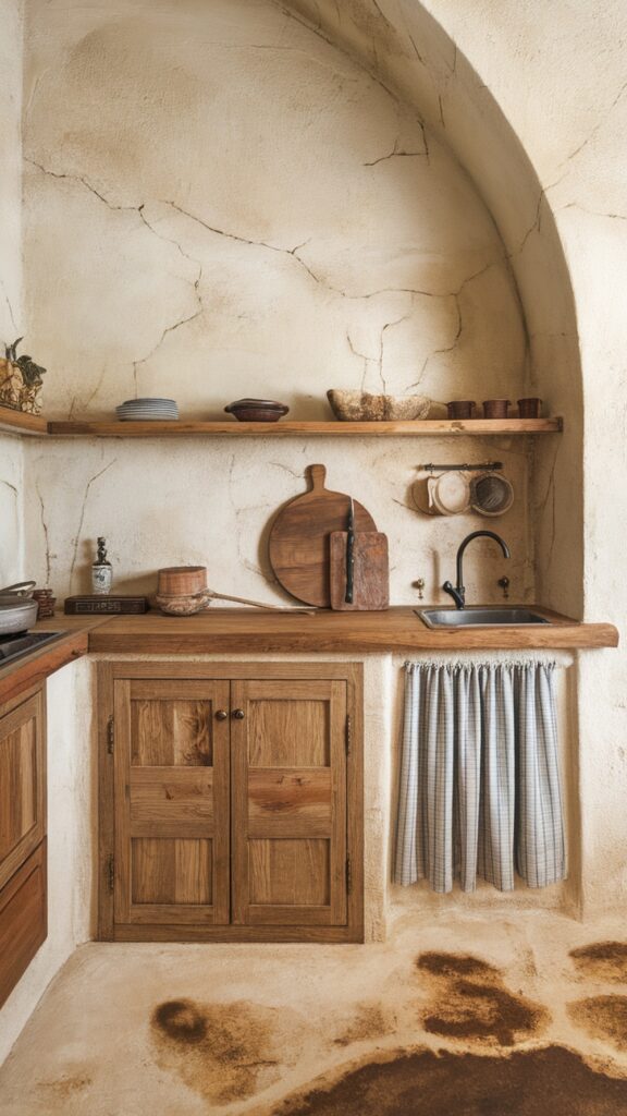 earthy kitchen Mediterranean Cave Kitchen with Organic Curves