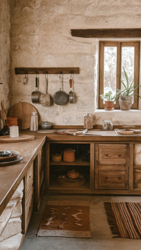 earthy kitchen Stone Cottage Kitchen with a Cozy Ambiance