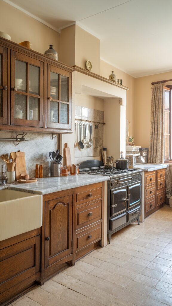 earthy kitchen  Grand European Country Kitchen with Timeless Appeal