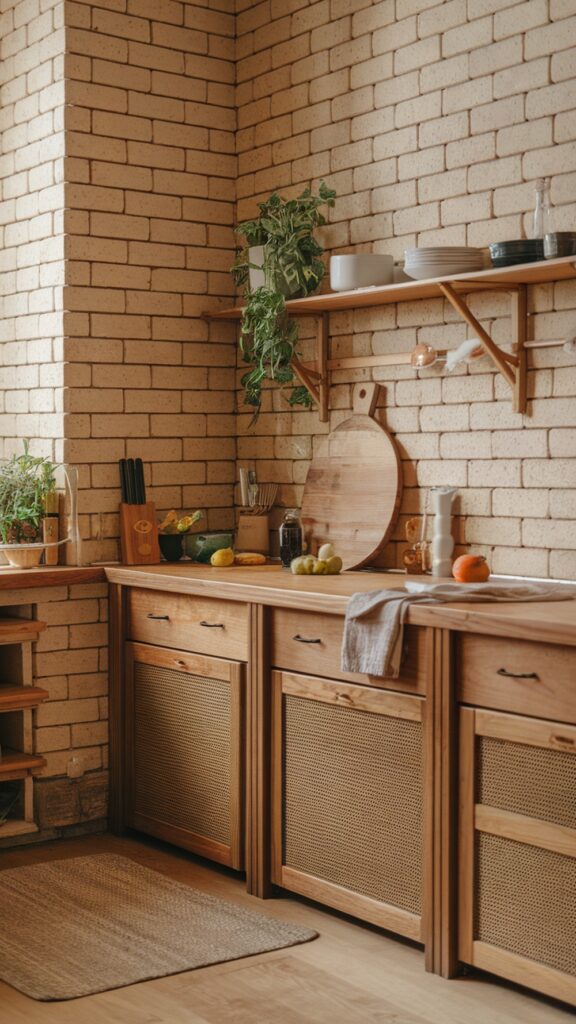 earthy kitchen with Soft Rustic Vibes with Woven Details