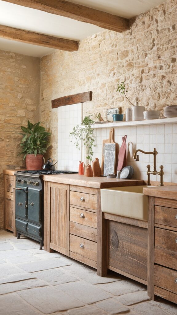 earthy kitchen Organic Farmhouse with Weathered Wood & Vintage Charm