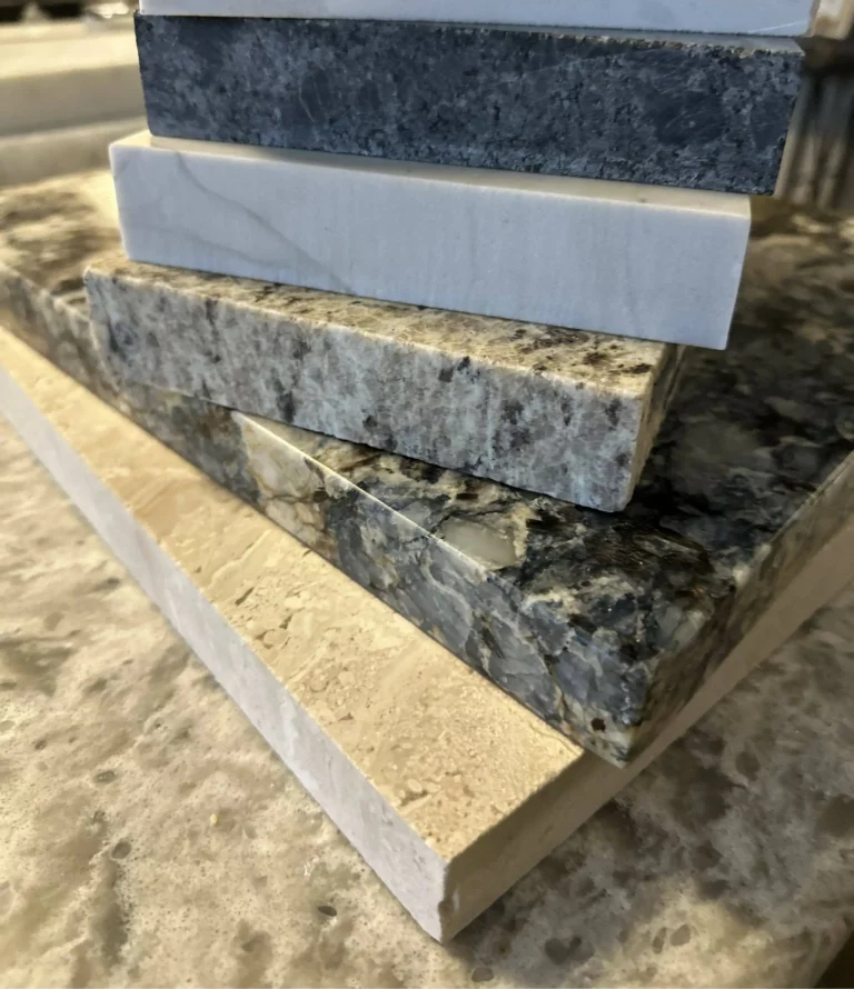 several granite countertop samples