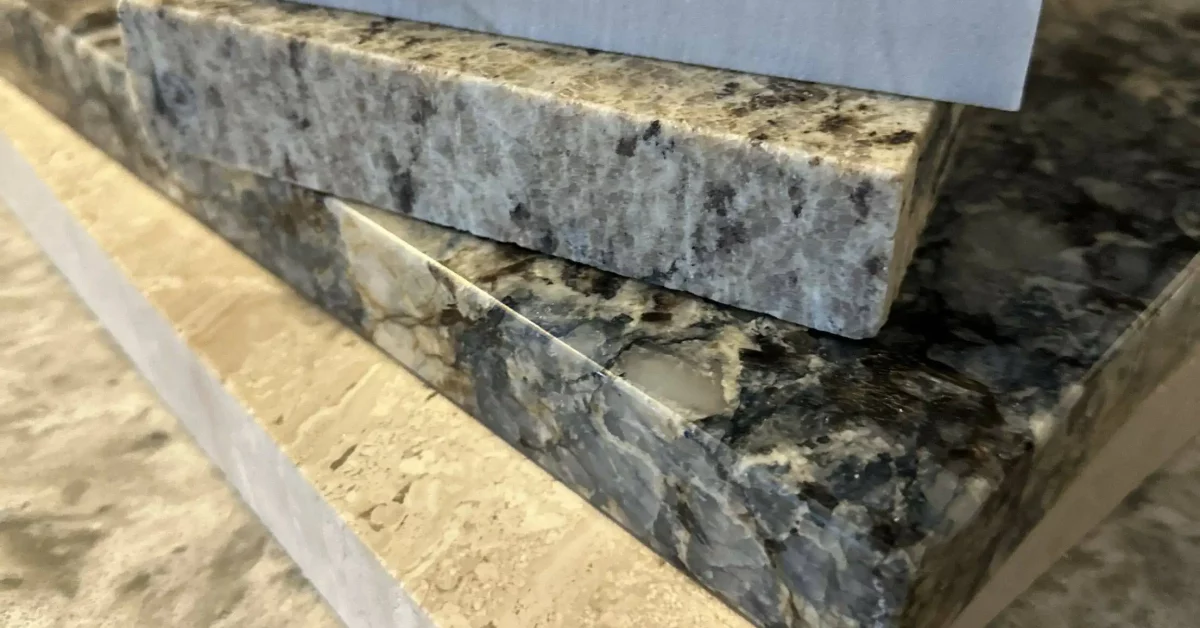 several granite countertop samples